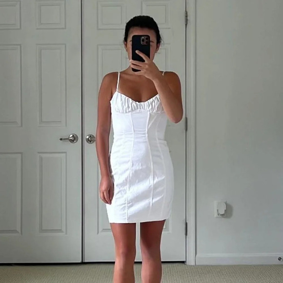 Zara Poplin Corset Style Mini Dress White Blogger Fav Size Large - Picture 5 of 15